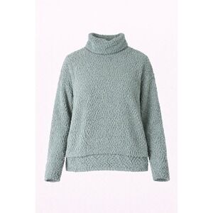 Bobaeu Women's Teal Textured Turtleneck Sweater Size M Cozy Popcorn Knit